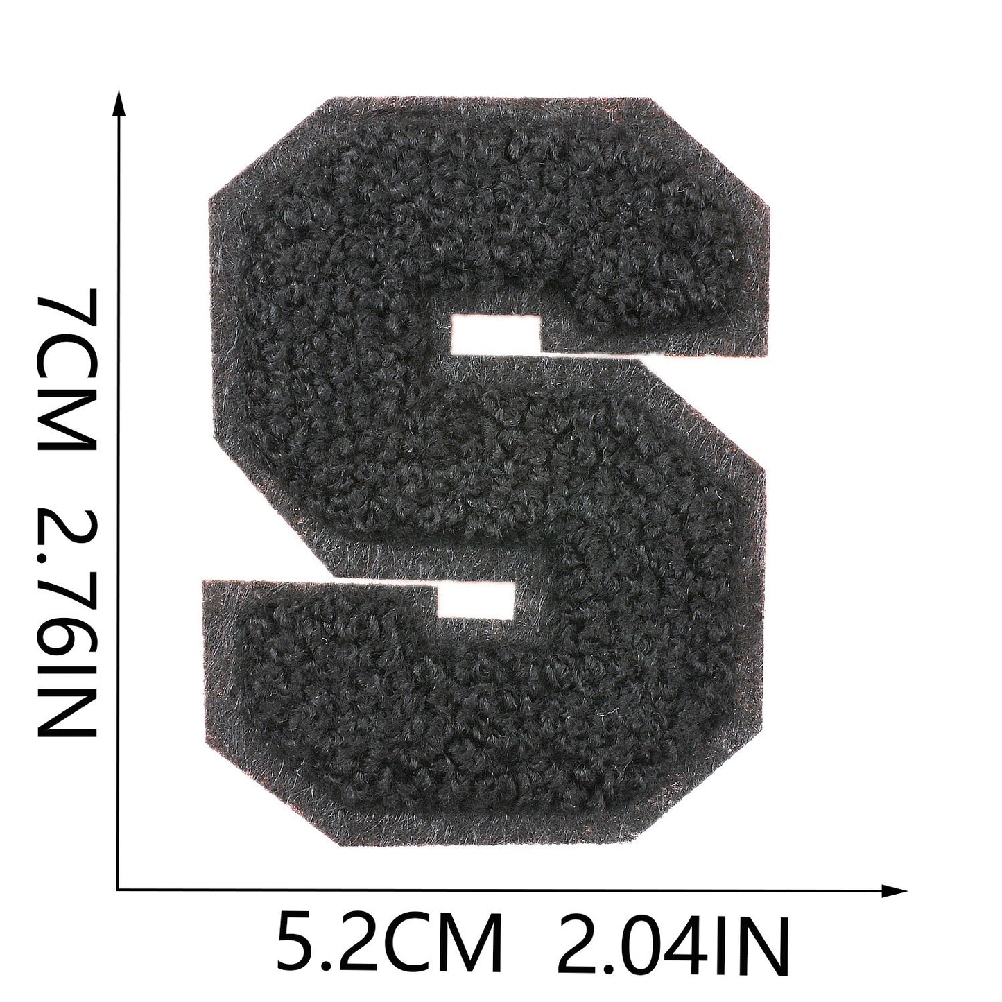 Schwarz 7cm Buchstaben A–Z Chenille Aufnäher Patches zum Aufbügeln für Kleidung DIY