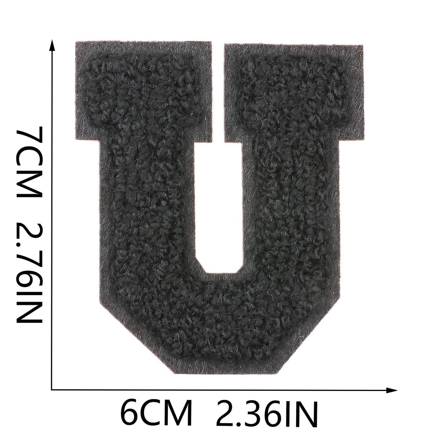Schwarz 7cm Buchstaben A–Z Chenille Aufnäher Patches zum Aufbügeln für Kleidung DIY