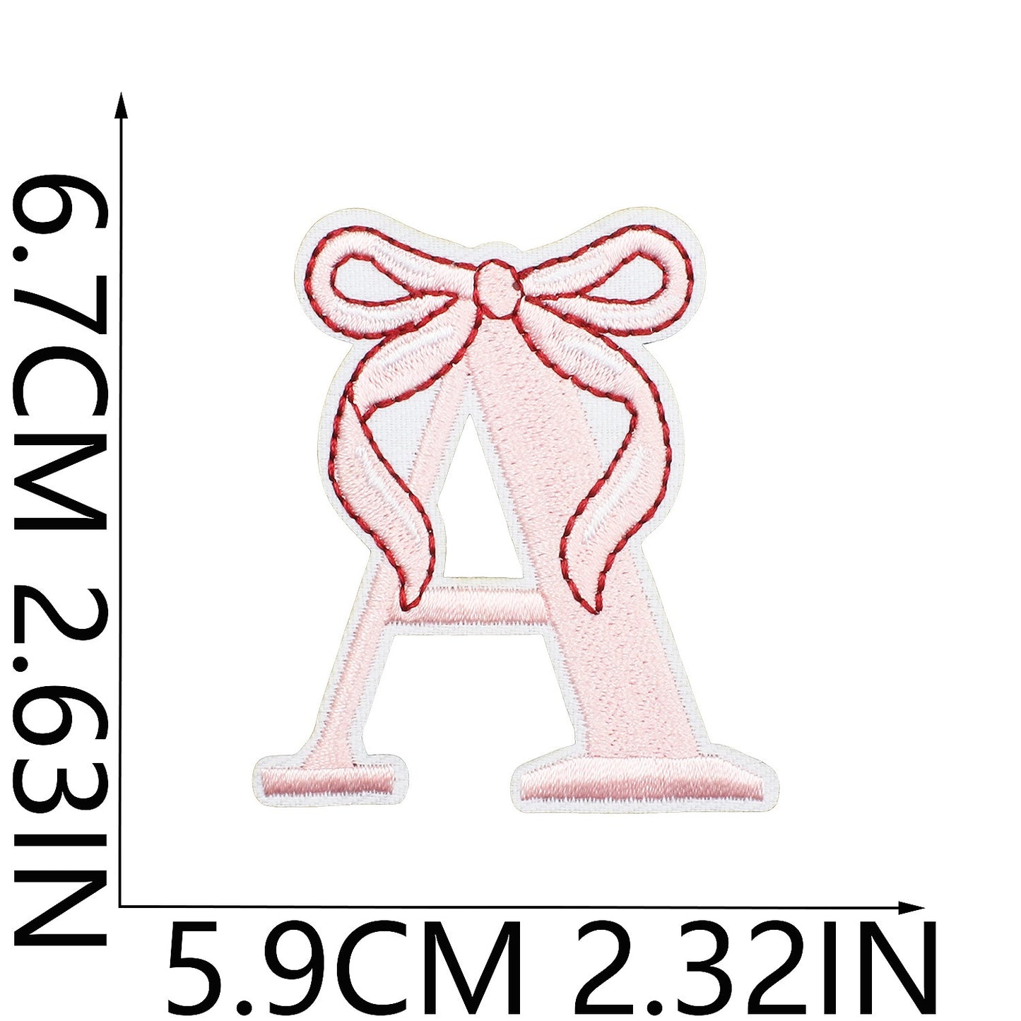 Schleife Buchstaben Aufnäher A–Z 6,7 cm zum Aufbügeln | Name für Schulranzen, Sportbeutel, Federmappe, Brotdose DIY