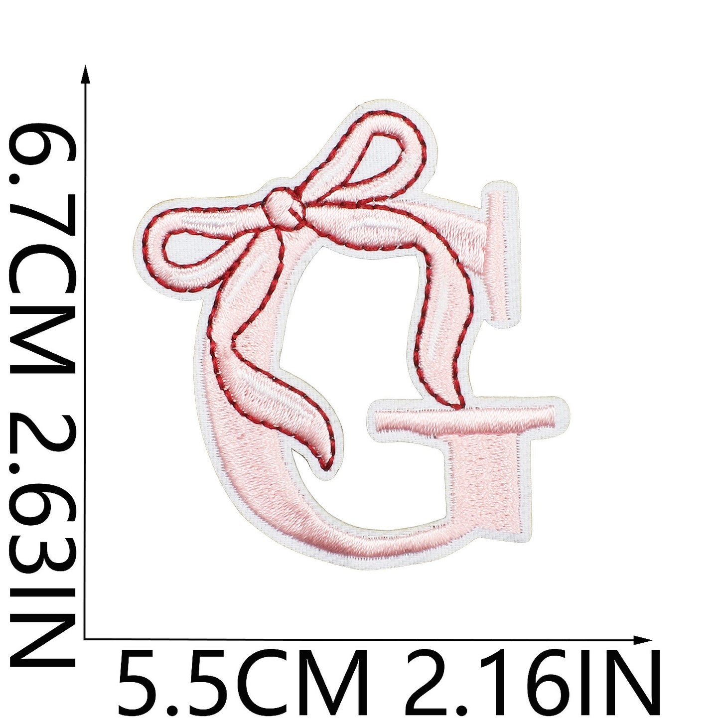 Schleife Buchstaben Aufnäher A–Z 6,7 cm zum Aufbügeln | Name für Schulranzen, Sportbeutel, Federmappe, Brotdose DIY