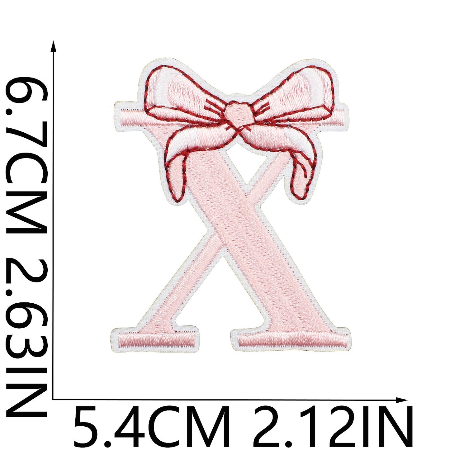 Schleife Buchstaben Aufnäher A–Z 6,7 cm zum Aufbügeln | Name für Schulranzen, Sportbeutel, Federmappe, Brotdose DIY
