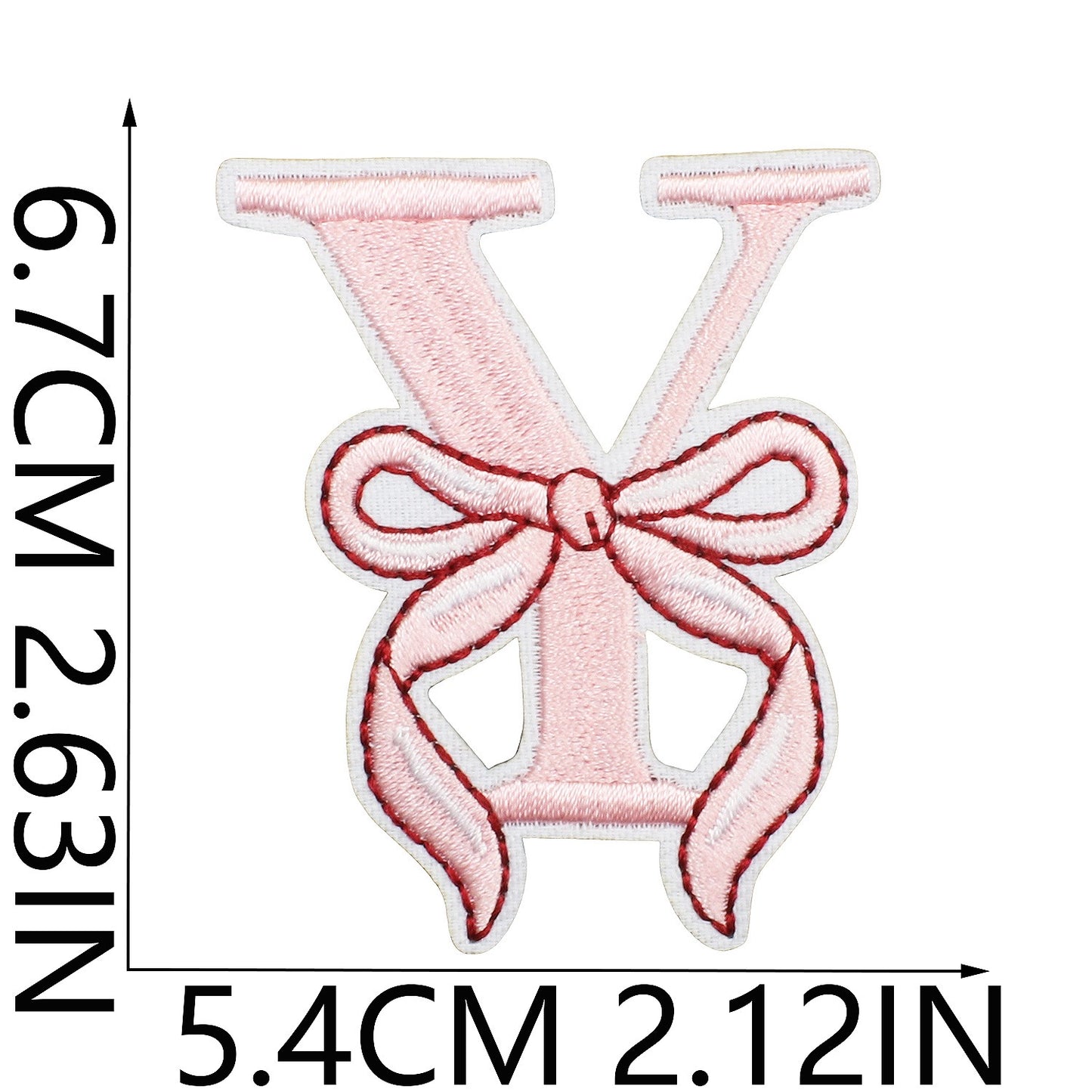 Schleife Buchstaben Aufnäher A–Z 6,7 cm zum Aufbügeln | Name für Schulranzen, Sportbeutel, Federmappe, Brotdose DIY