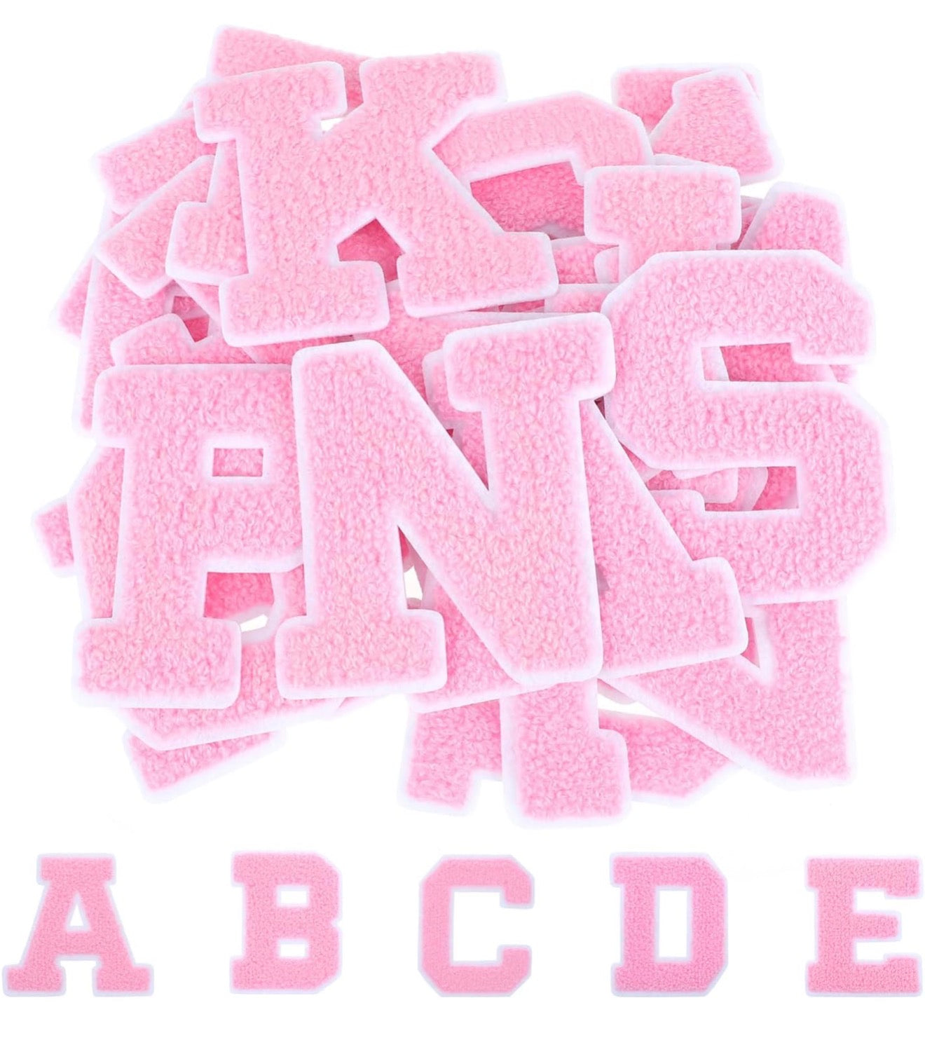Rosa 8cm Buchstaben A–Z Chenille Aufnäher Patches zum Aufbügeln für Kleidung DIY