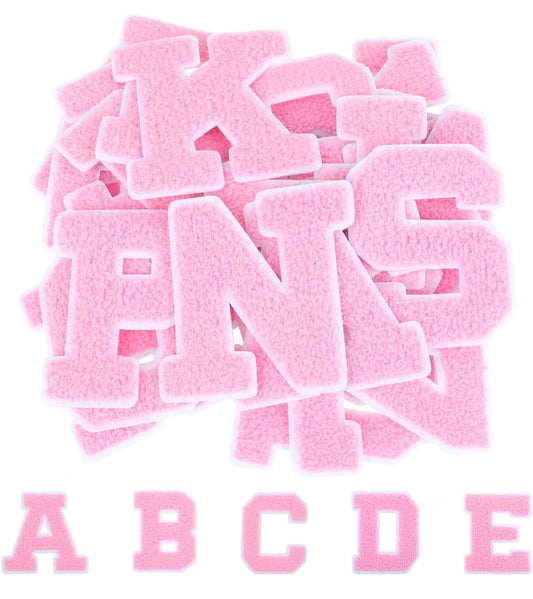Rosa 8cm Buchstaben A–Z Chenille Aufnäher Patches zum Aufbügeln für Kleidung DIY