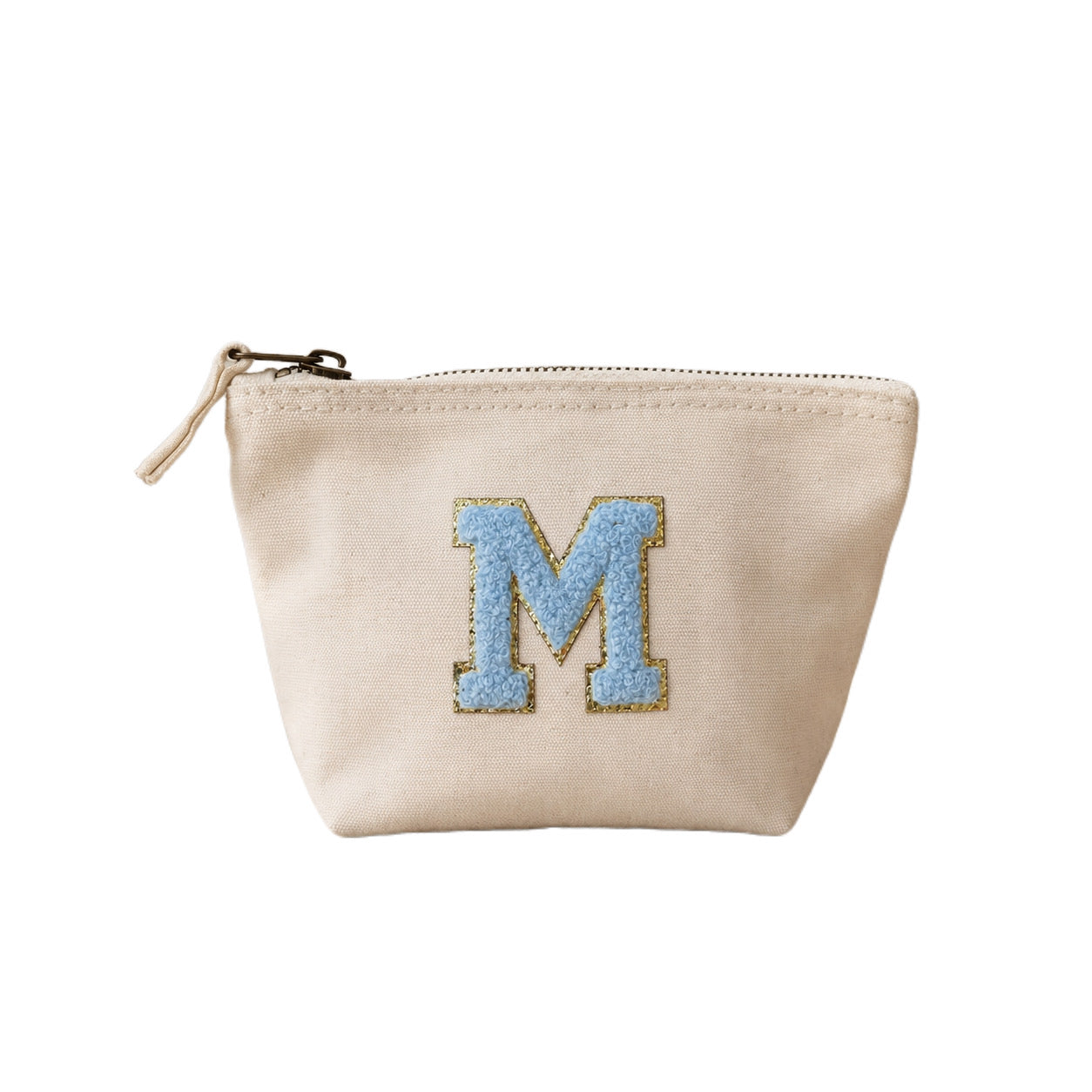 Hellblau Initiale Tasche Beige Kosmetiktasche S • A–Z • Reise & Geschenkidee Buchstaben