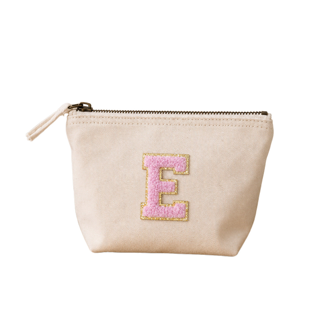 Rosa Initiale Beige Kosmetiktasche S • A–Z • Reise & Geschenkidee Buchstaben