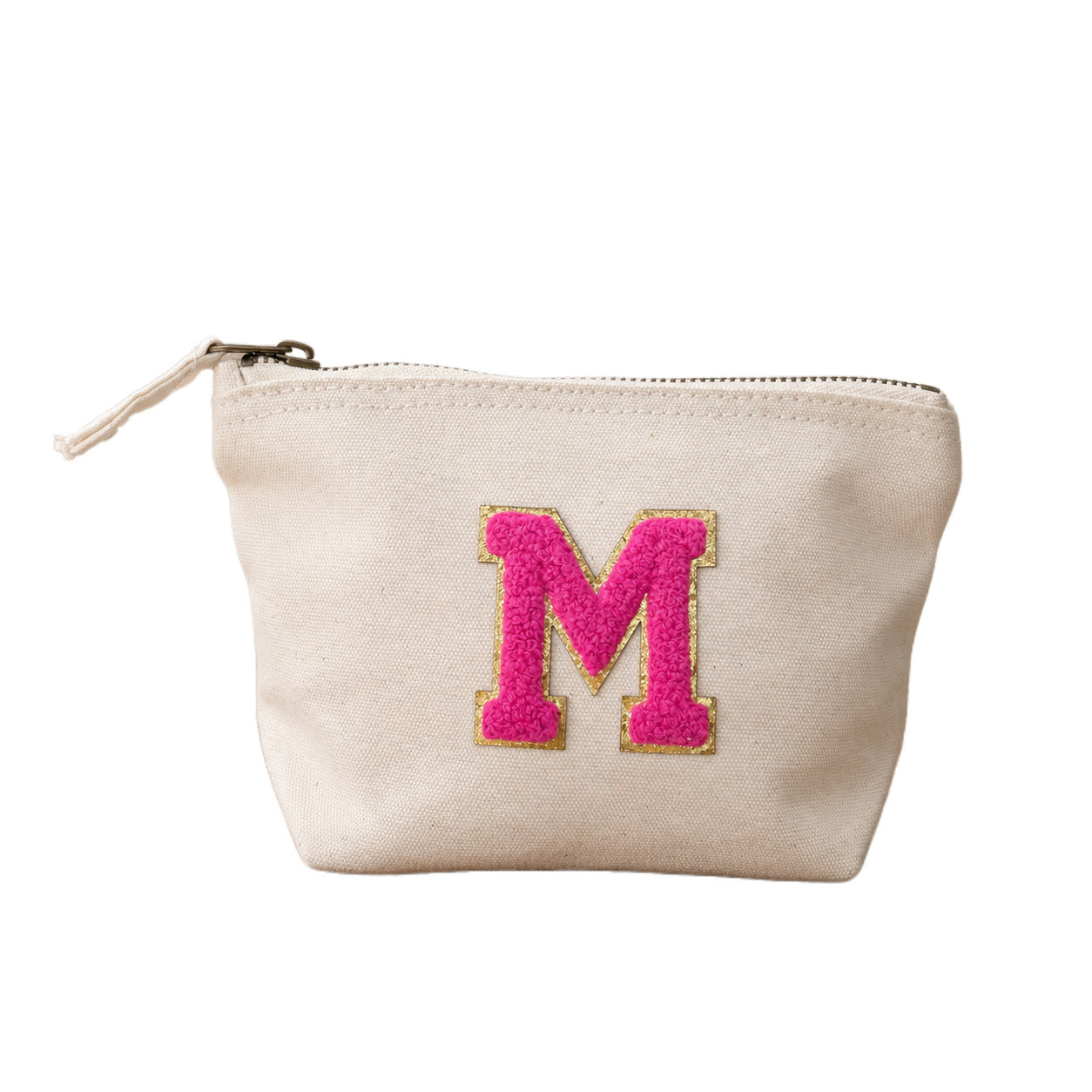 Pink Initiale Tasche Beige Kosmetiktasche S • A–Z • Reise & Geschenkidee Buchstaben