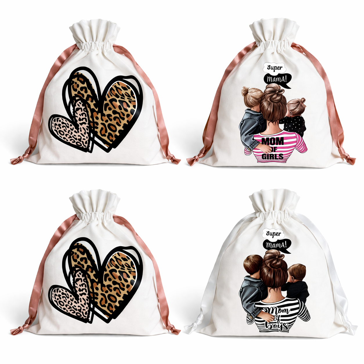 Geschenkbeutel „Super Mama“ Weiß Baumwolle – Geschenktasche Tasche Muttertag Geschenk