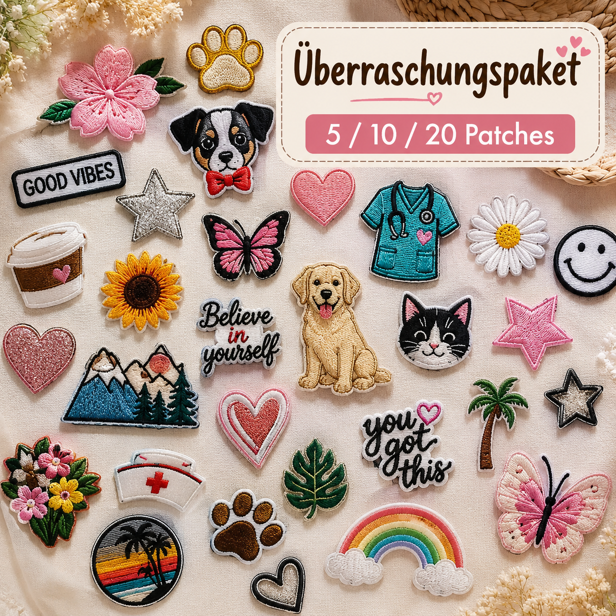 Patch Überraschungspaket zum Aufbügeln | 5, 10 oder 20 zufällige Aufnäher