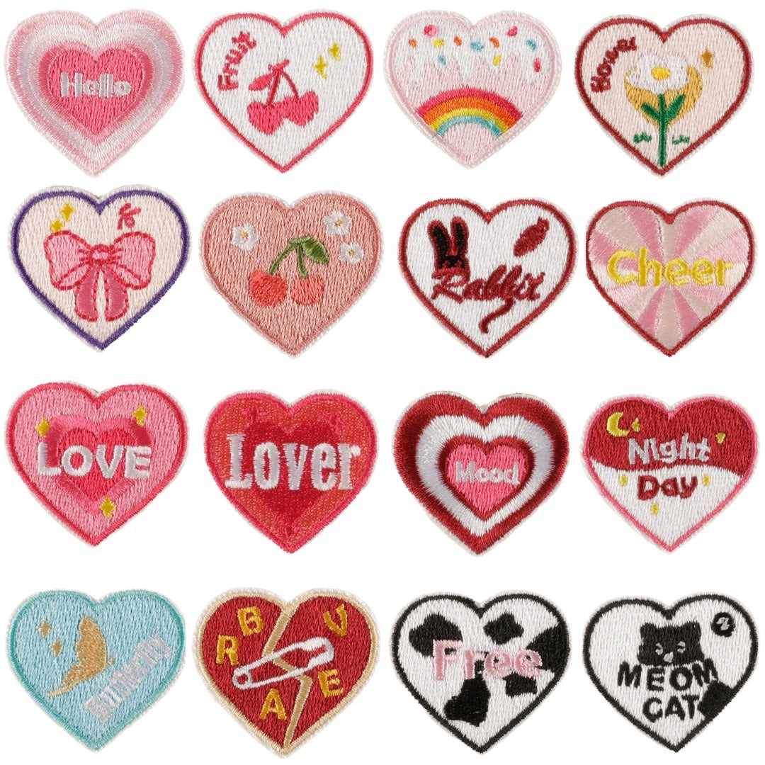 Herz XS Stickerei Selbstklebend Patch Sticker Motivwahl 4er 8er 16er Set DIY Handyhülle