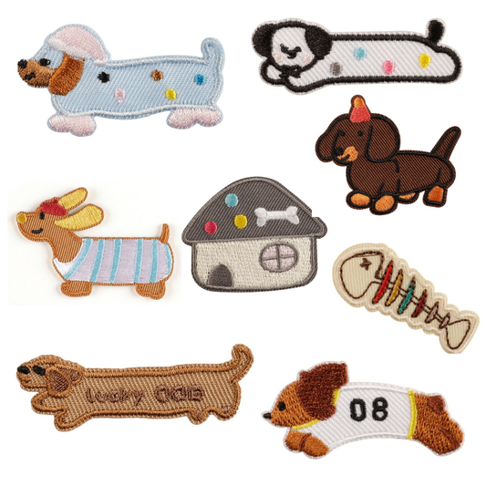 Hund Stickerei Patch Serie C selbstklebend Sticker oder aufbügelbar Iron-On DIY Handyhülle