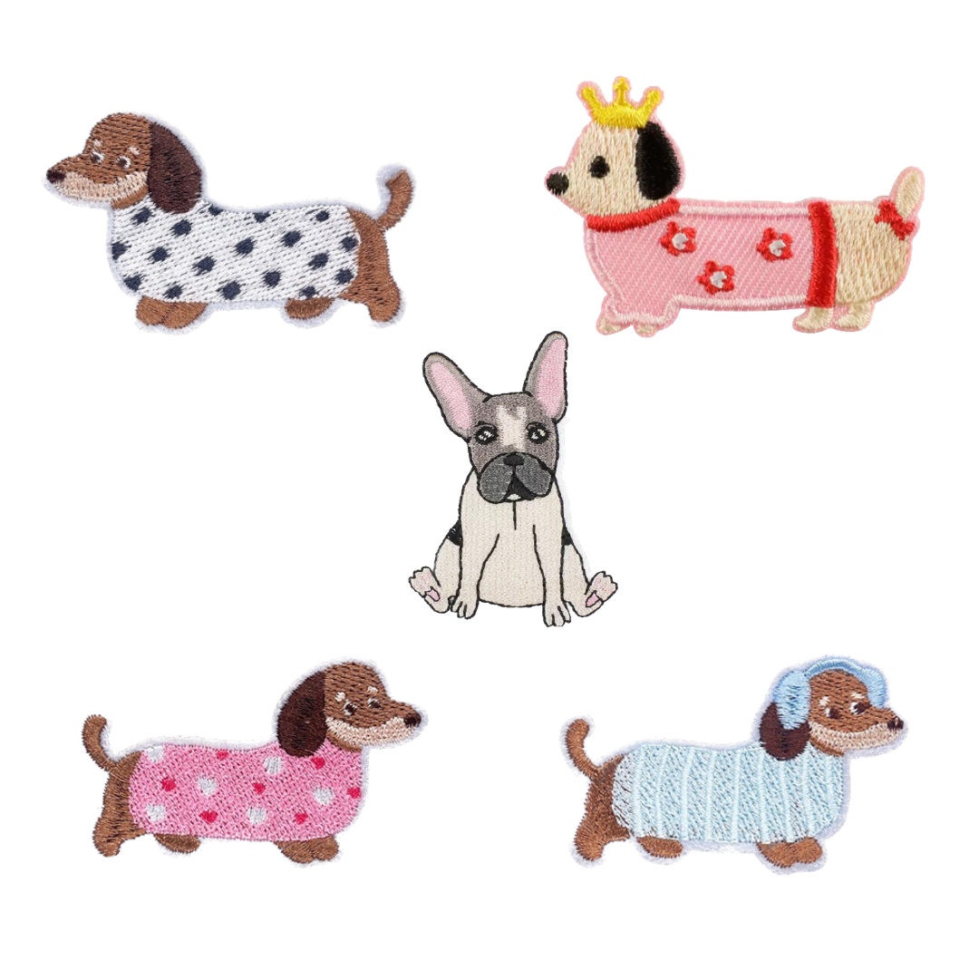 Hund Stickerei Patch Serie B selbstklebend Sticker oder aufbügelbar Iron-On DIY Handyhülle