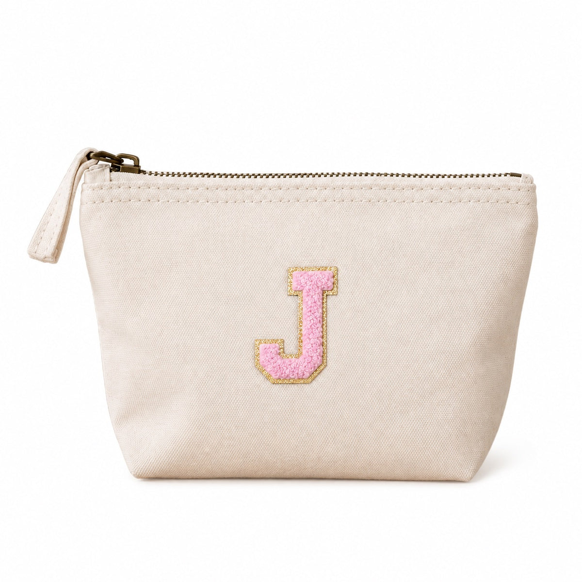 Rosa Initiale Beige Kosmetiktasche S • A–Z • Reise & Geschenkidee Buchstaben
