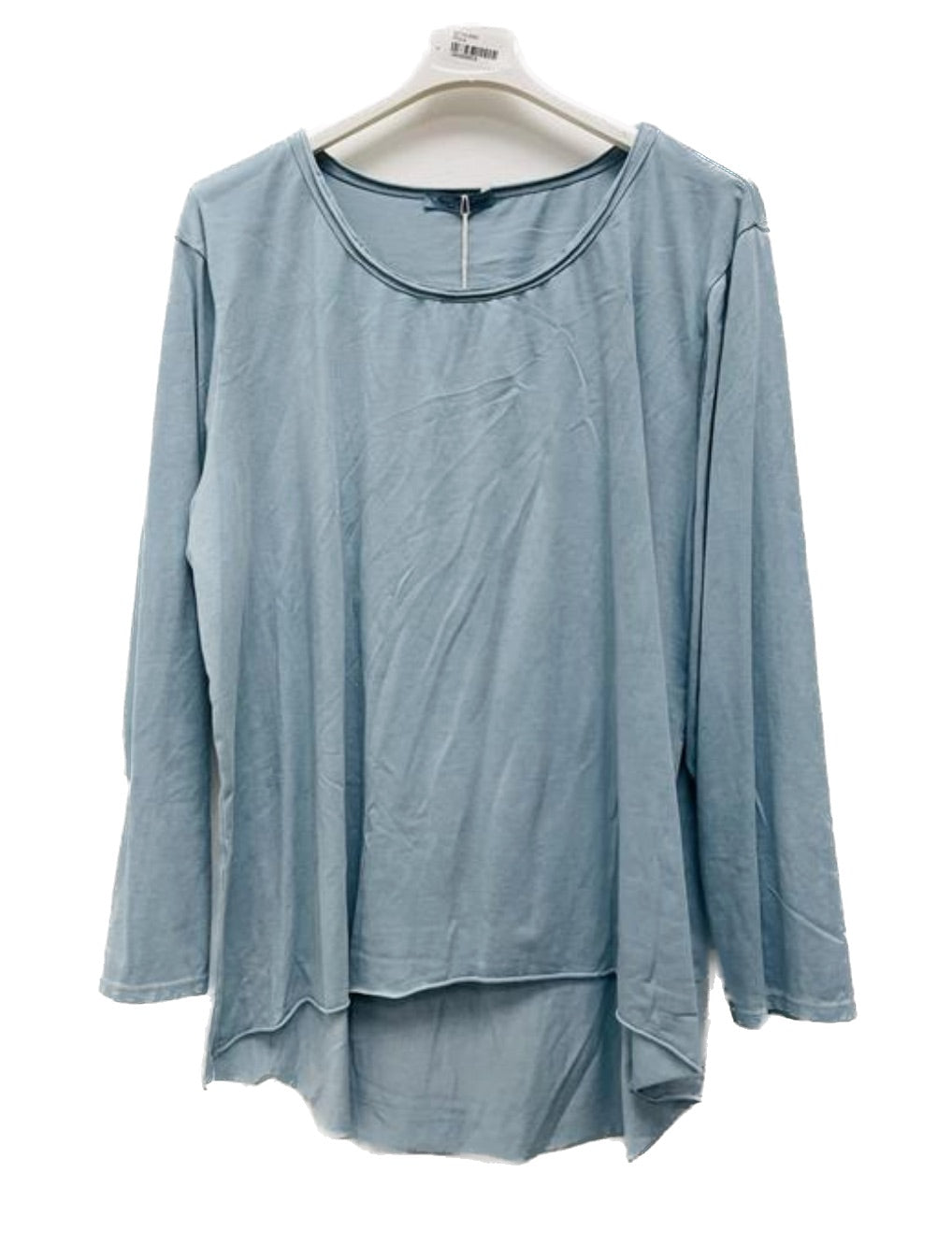 Damen Basic Shirt Baumwolle Lässig Longshirt Made in Italy Onesize 36-40