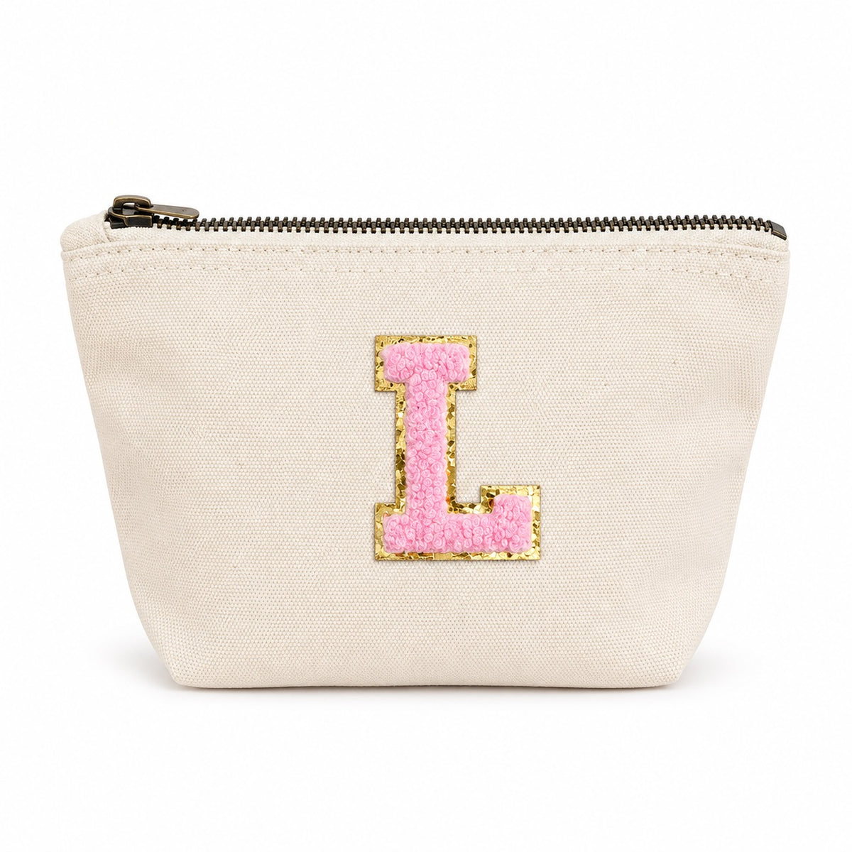 Rosa Initiale Beige Kosmetiktasche S • A–Z • Reise & Geschenkidee Buchstaben