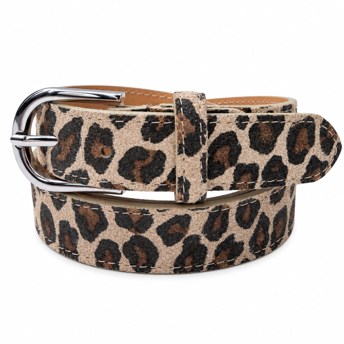 Damen Gürtel mit Wildleder-Oberfläche 3 cm Made in Italy Silber/Gold 85–100 cm