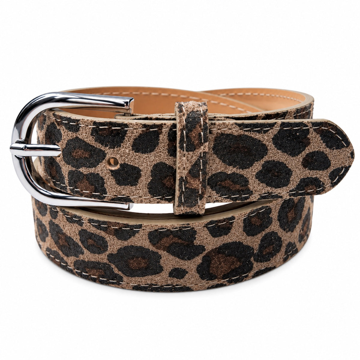 Damen Gürtel mit Wildleder-Oberfläche 3 cm Made in Italy Silber/Gold 85–100 cm