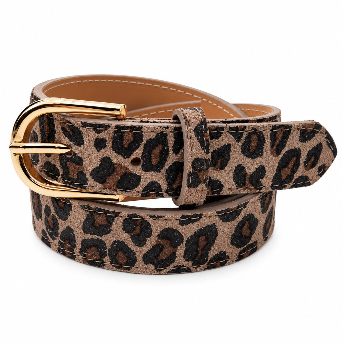 Damen Gürtel mit Wildleder-Oberfläche 3 cm Made in Italy Silber/Gold 85–100 cm