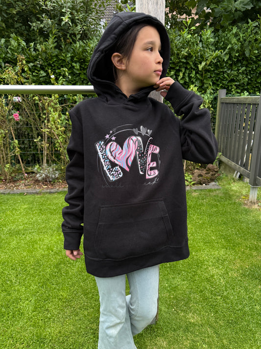 Joymotion Damen Hoodie schwarz XS-XL | LOVE | Basic Kapuzenpullover