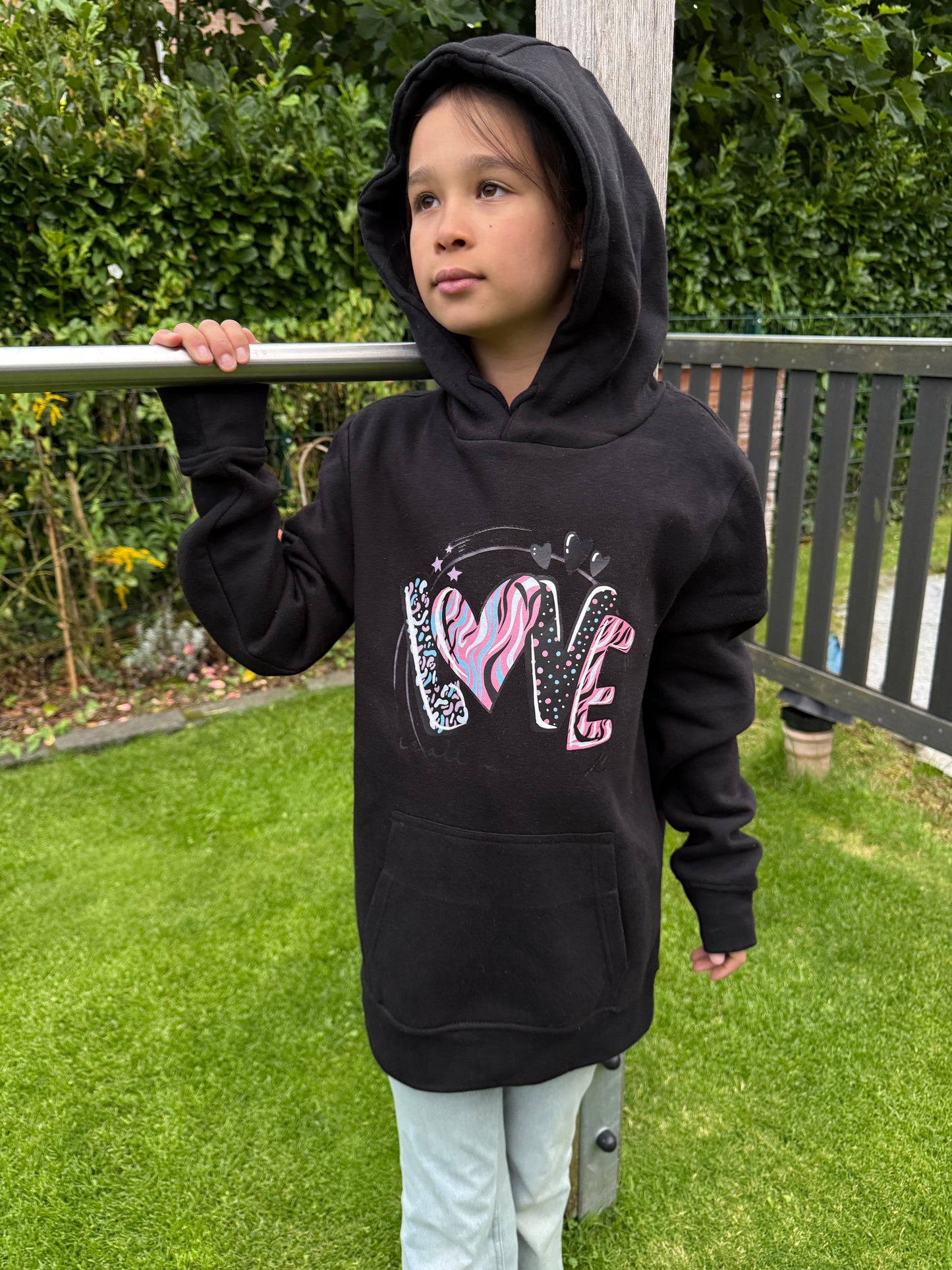 Joymotion Damen Hoodie schwarz XS-XL | LOVE | Basic Kapuzenpullover