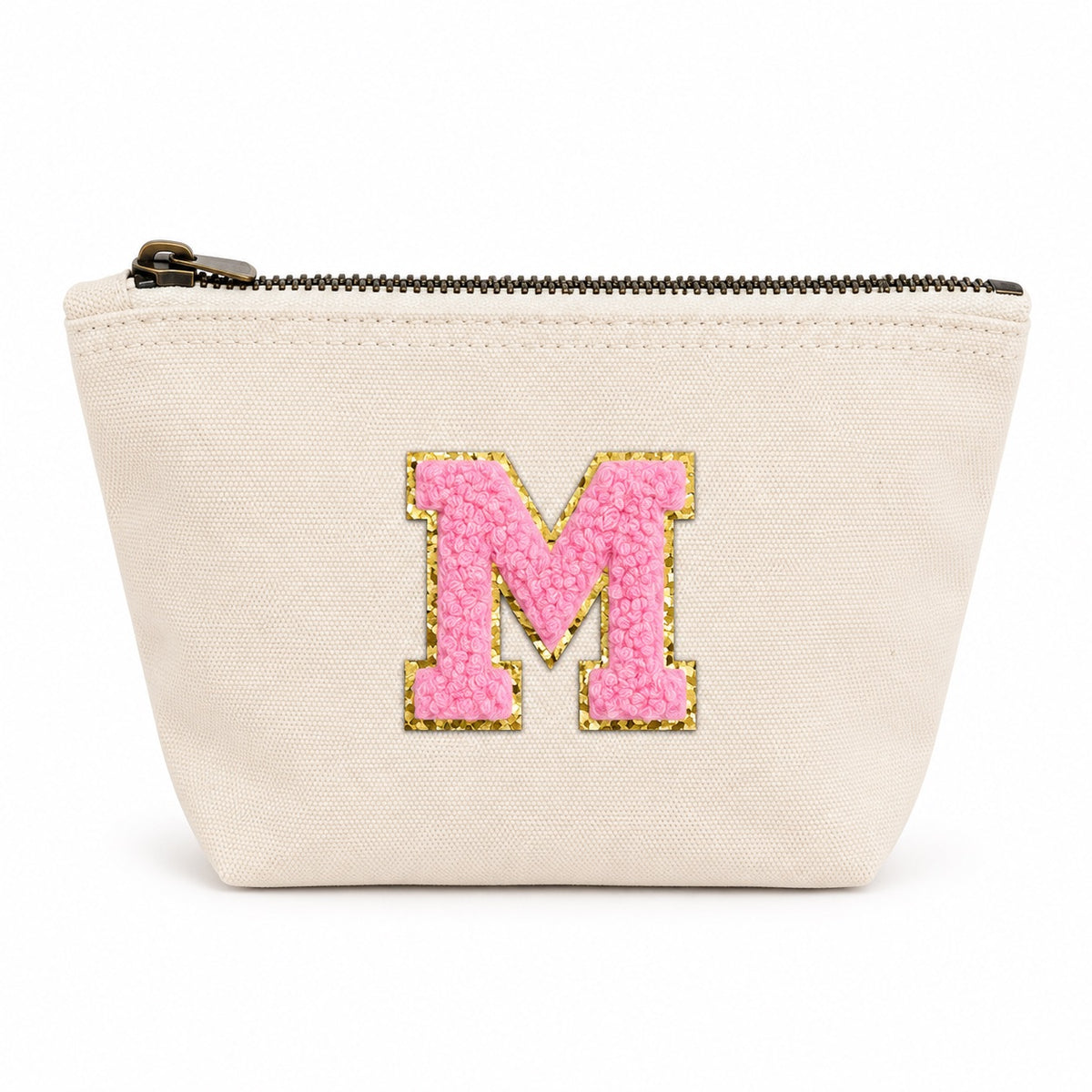 Rosa Initiale Beige Kosmetiktasche S • A–Z • Reise & Geschenkidee Buchstaben