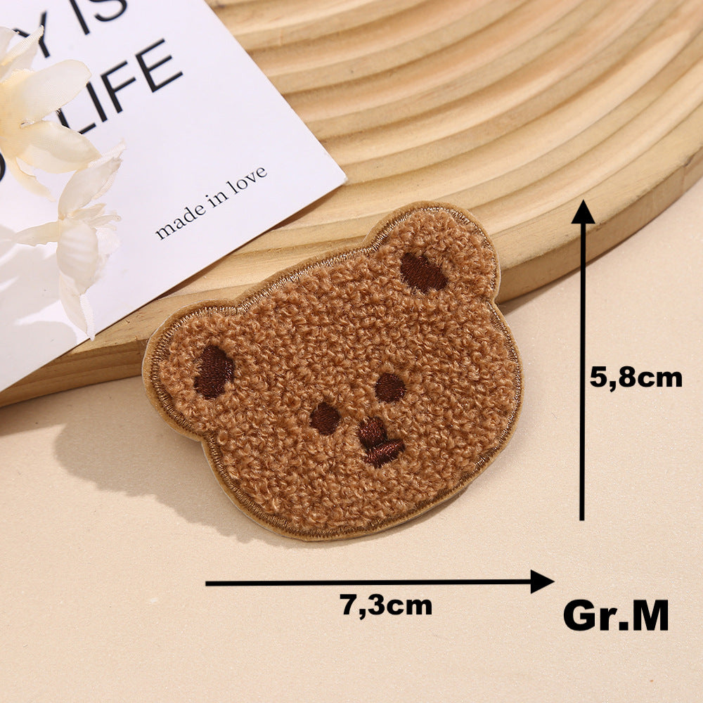 Teddy Bär Patch Towel Look zum Aufnähen – Braun XS–M – Flauschig & Süß