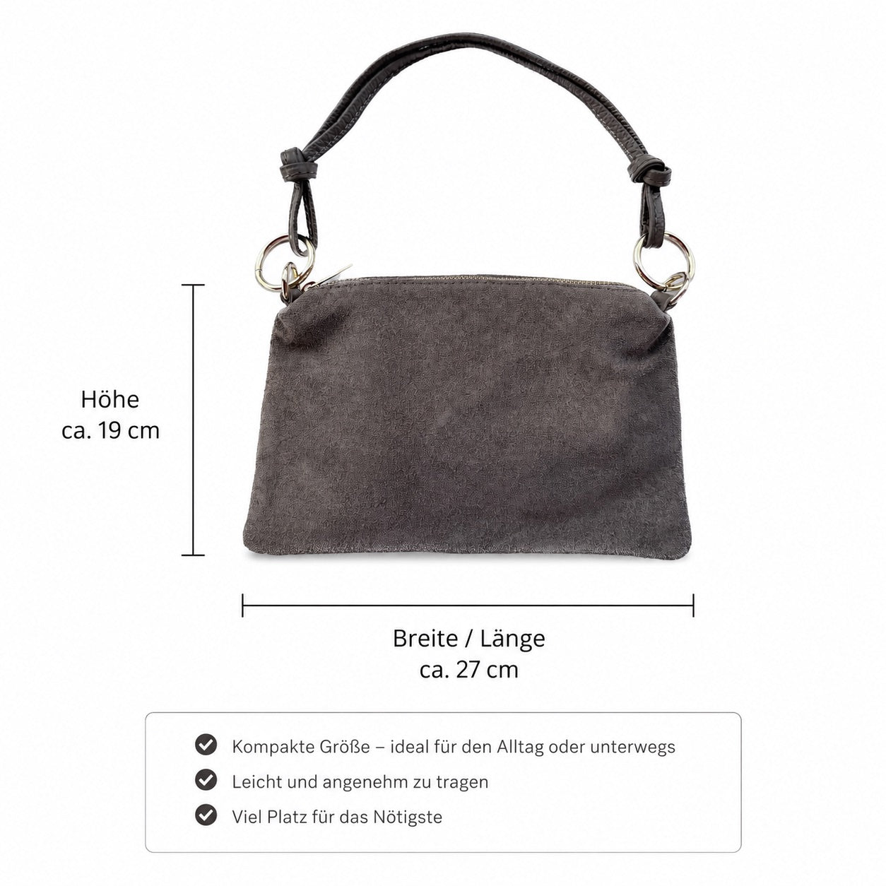 Damen Wildleder Schultertasche Echtleder Made in Italy Handtasche Crossbody Tasche