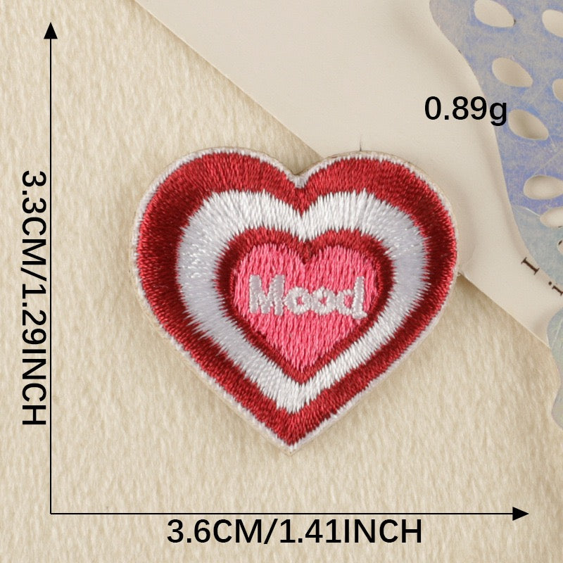 Herz XS Stickerei Selbstklebend Patch Sticker Motivwahl 4er 8er 16er Set DIY Handyhülle
