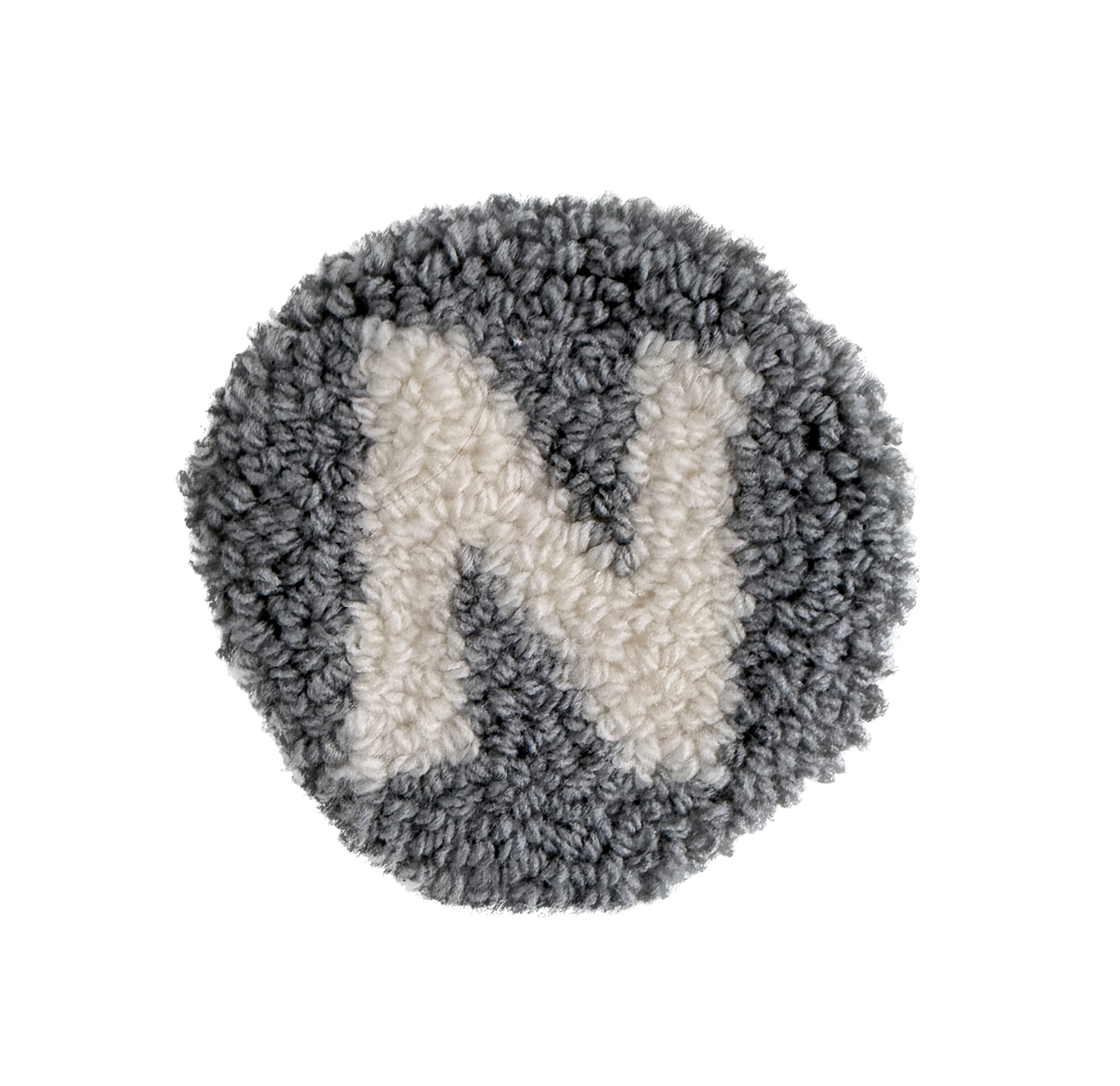 Buchstaben A-Z Untersetzer handmade | Punch Needle | grau weiß Stern Herz