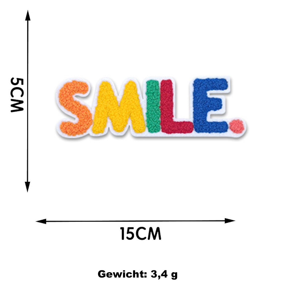Aufnäher Sprüche Smile Paris Happy Chenille Patches zum Aufbügeln Kleidung Tasche DIY