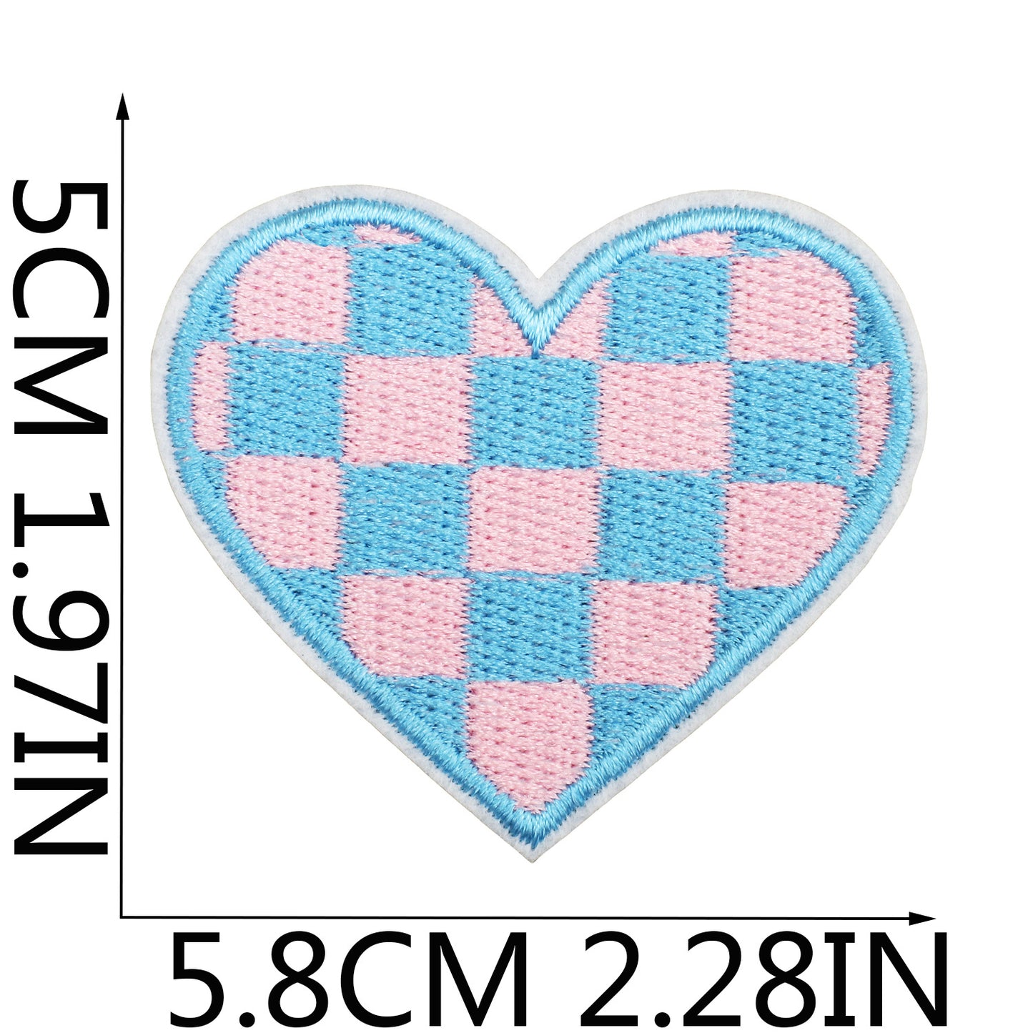 Herz Patch Karo Muster Applikation – Aufbügeln, DIY Bekleidung Taschen Deko