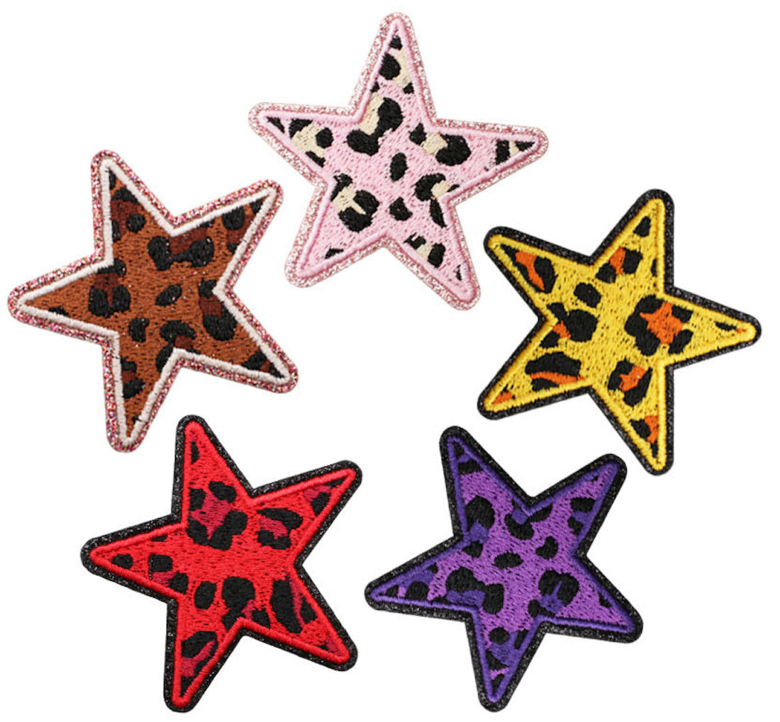 Leo Stern Patch mit Glitzerrand – Aufbügeln, DIY Bekleidung Taschen Deko
