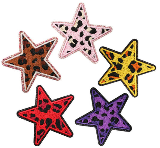 Leo Stern Patch mit Glitzerrand – Aufbügeln, DIY Bekleidung Taschen Deko