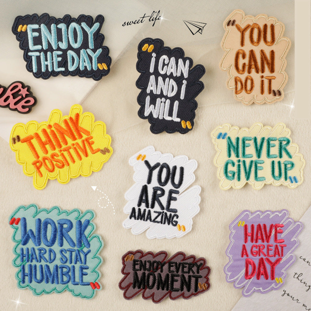 Motivations Spruch Patch zum Aufbügeln – Stickerei 5–8 cm – positive Botschaften