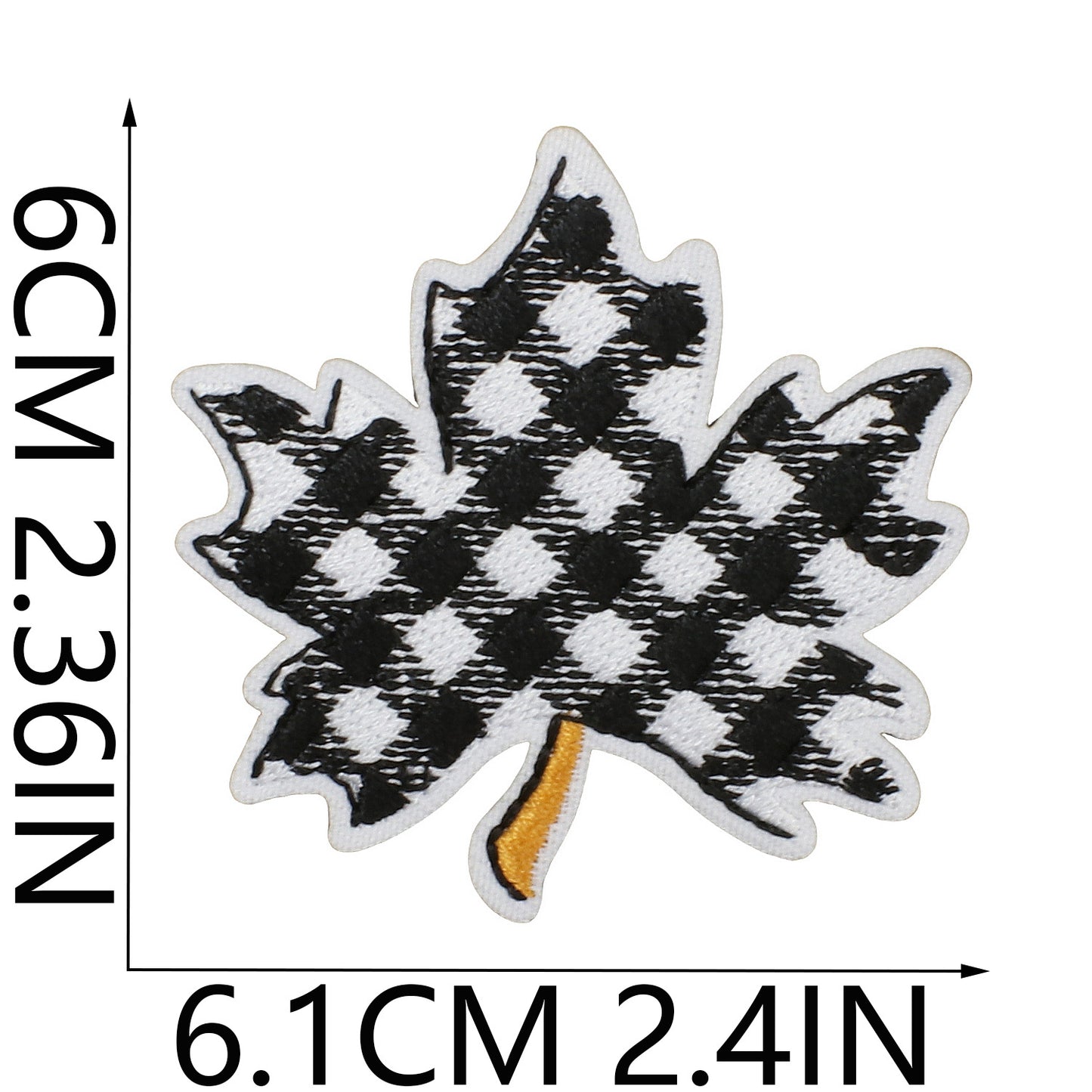 Herbstblatt Patch – Aufbügeln, Kariert & Leo Muster, ca. 6 cm, Goldblatt