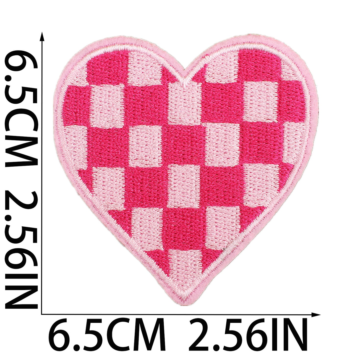 Herz Patch Karo Muster Applikation – Aufbügeln, DIY Bekleidung Taschen Deko