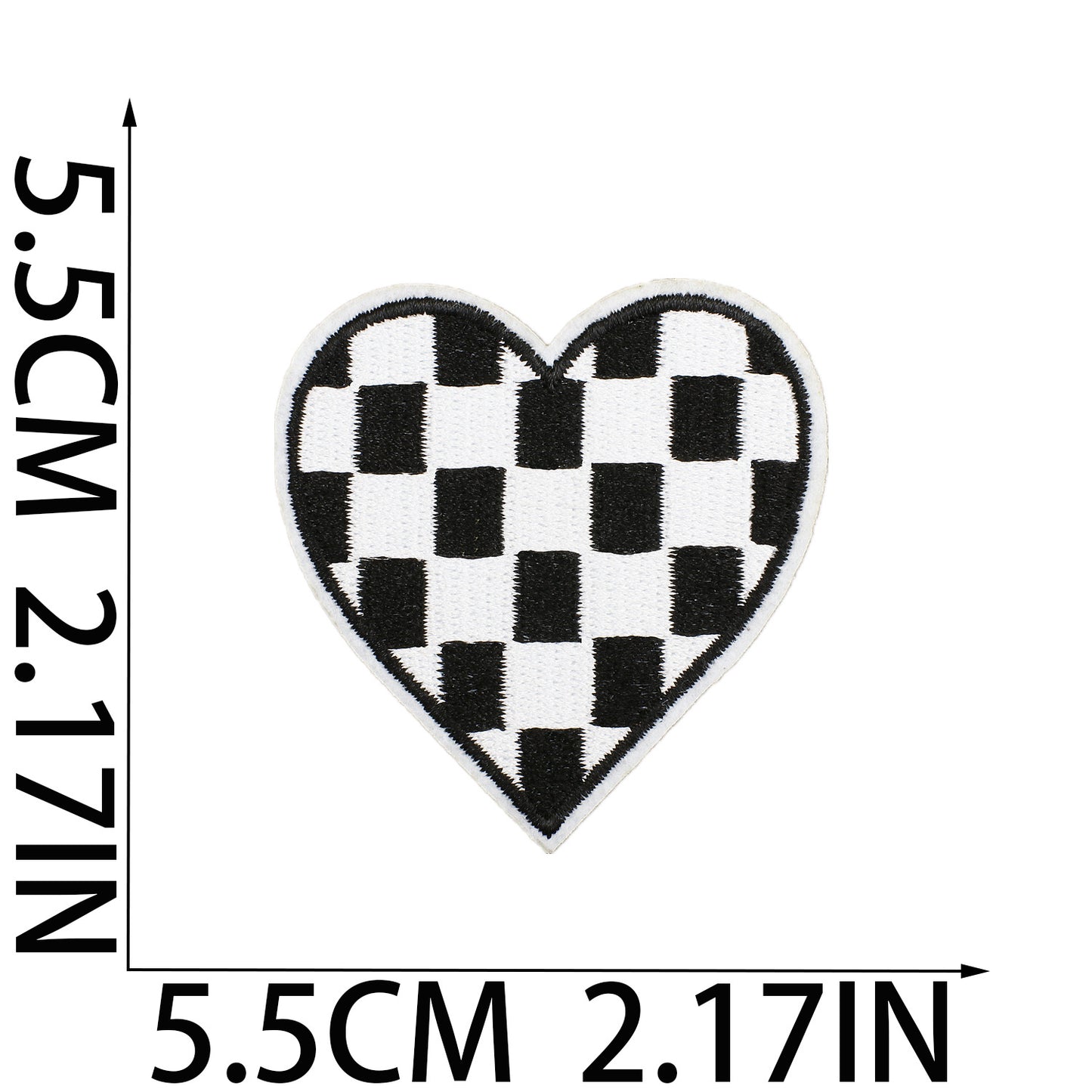 Herz Patch Karo Muster Applikation – Aufbügeln, DIY Bekleidung Taschen Deko