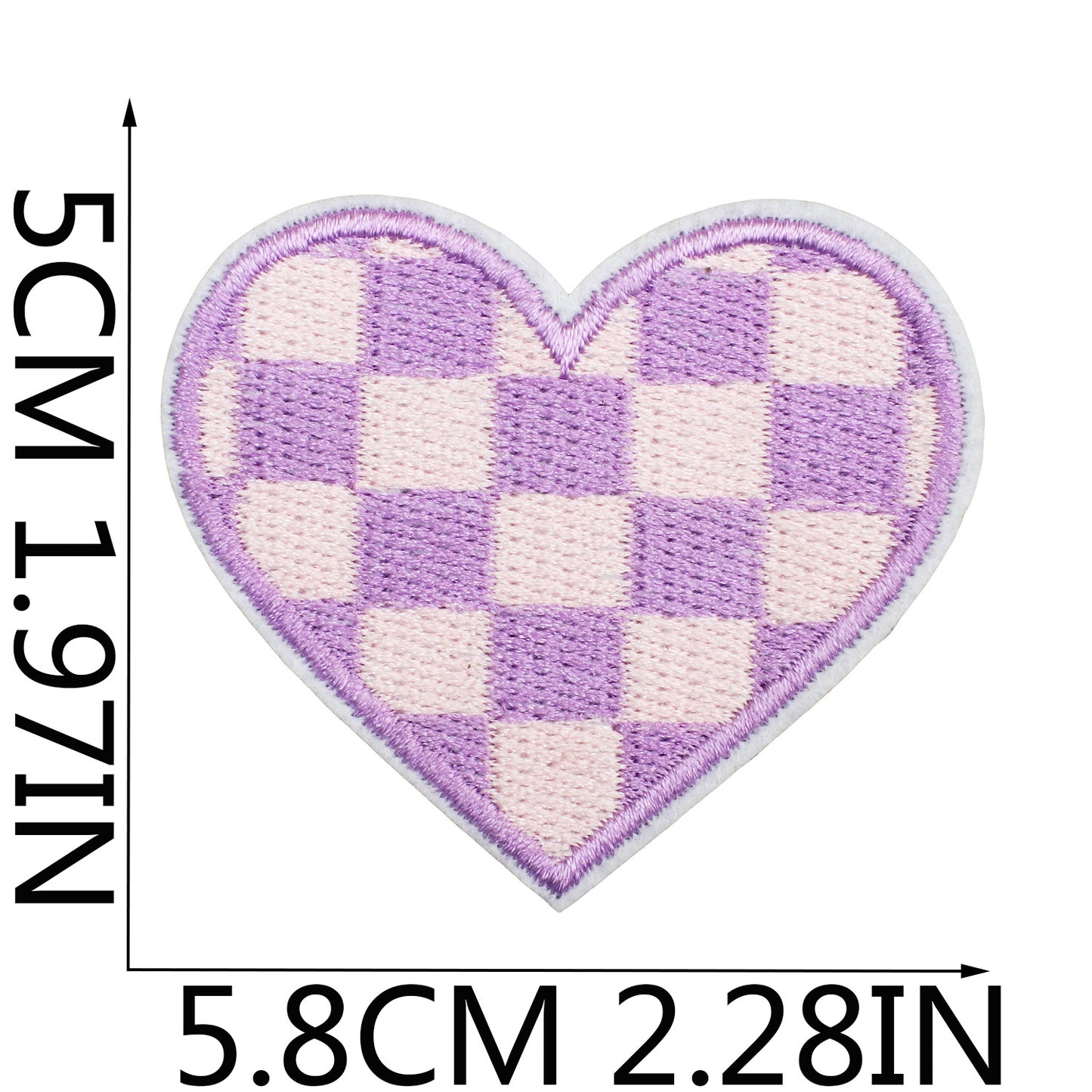 Herz Patch Karo Muster Applikation – Aufbügeln, DIY Bekleidung Taschen Deko