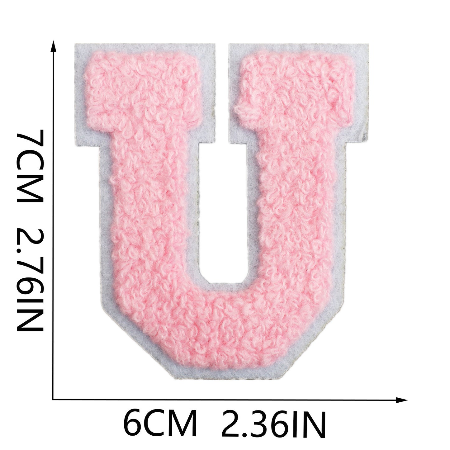 rosa 7cm A-Z Buchstaben-Aufnäher-Aufbügeln DIY-Kleidung Taschen Handyhülle