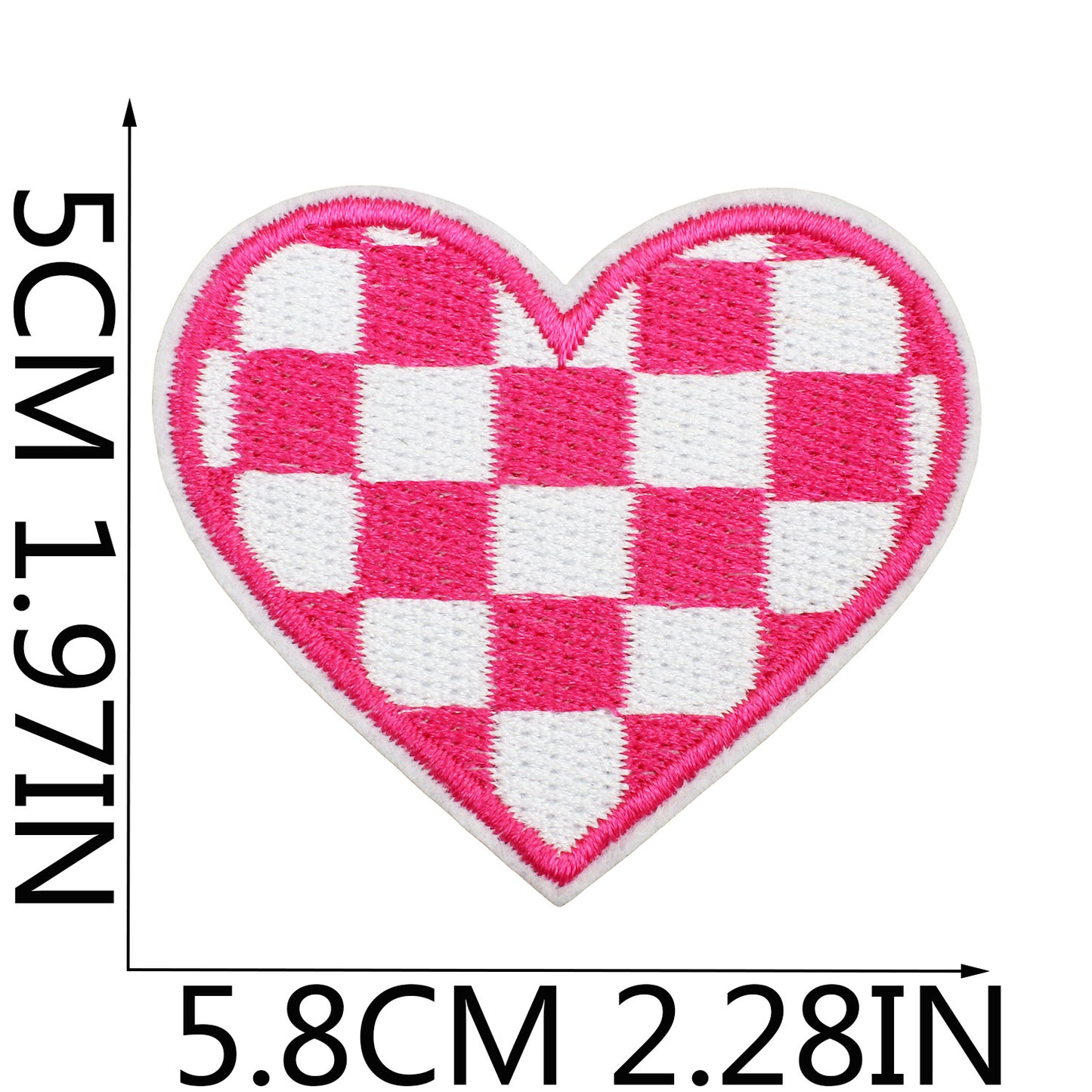 Herz Patch Karo Muster Applikation – Aufbügeln, DIY Bekleidung Taschen Deko