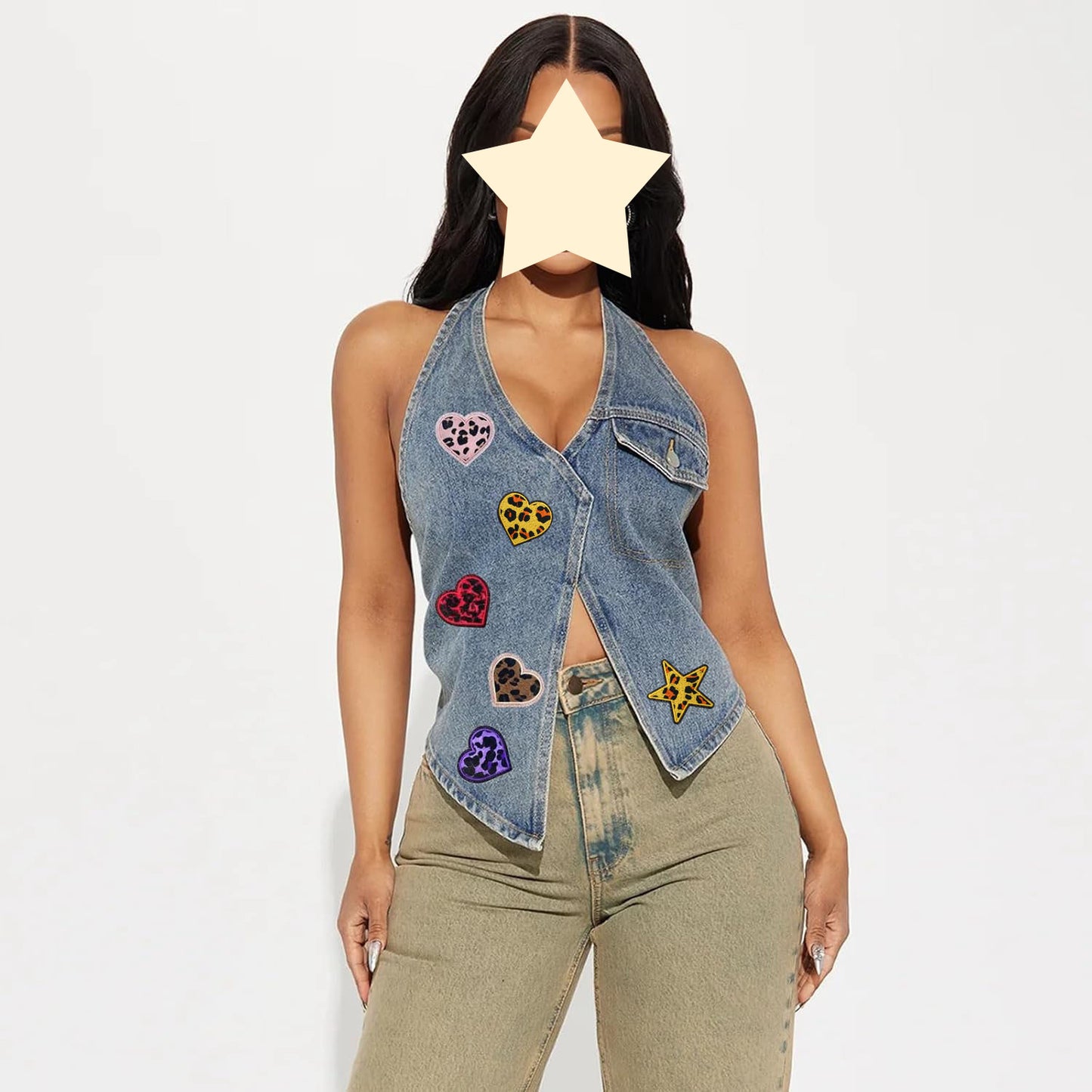 Herz Patch mit Glitzerrand – Aufbügeln, DIY Bekleidung Mütze Taschen Deko