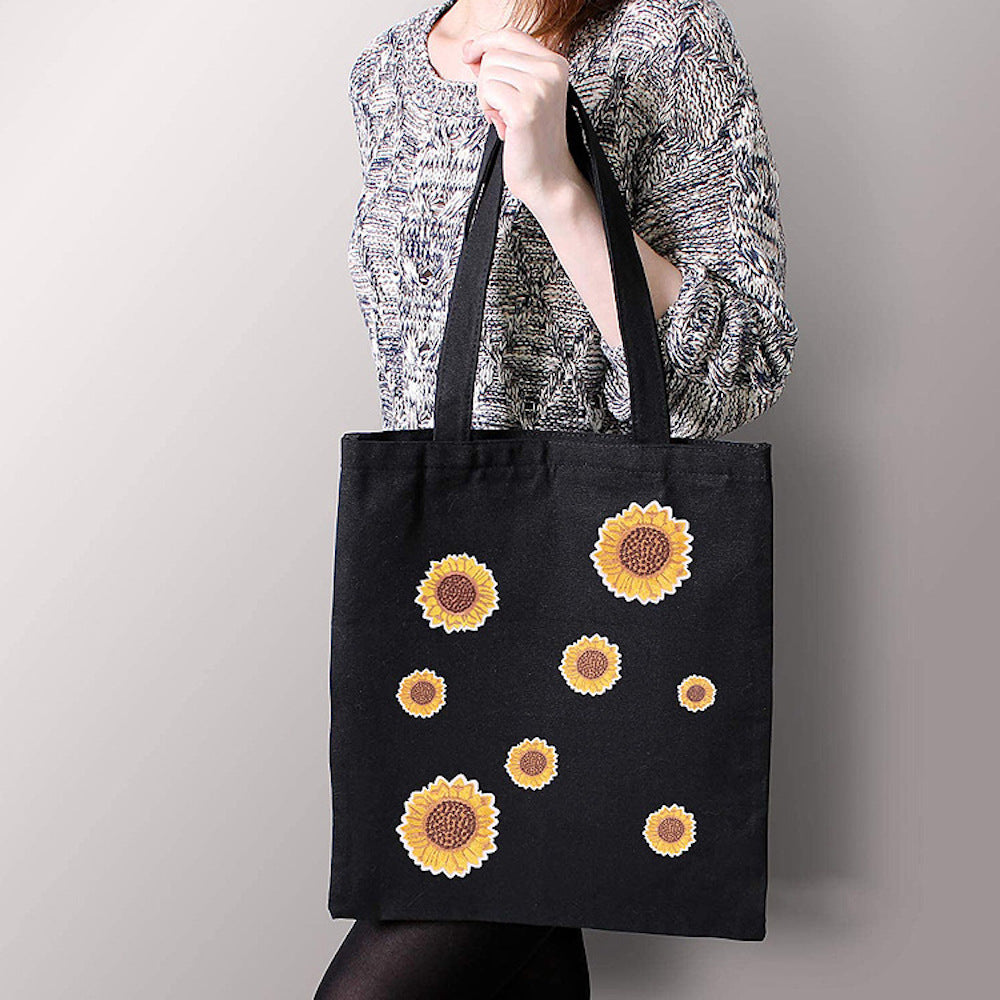 Sonnenblumen-Patch Stickerei – Goldgelb | Zum Aufbügeln oder Annähen | 3 Größen