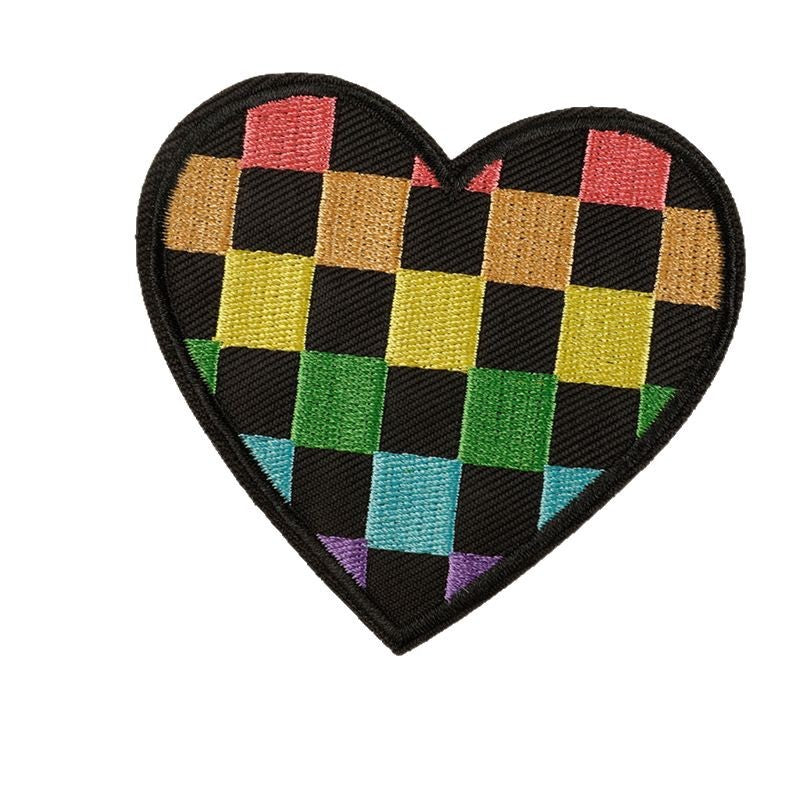 Herz Patch Karo Muster Applikation – Aufbügeln, DIY Bekleidung Taschen Deko