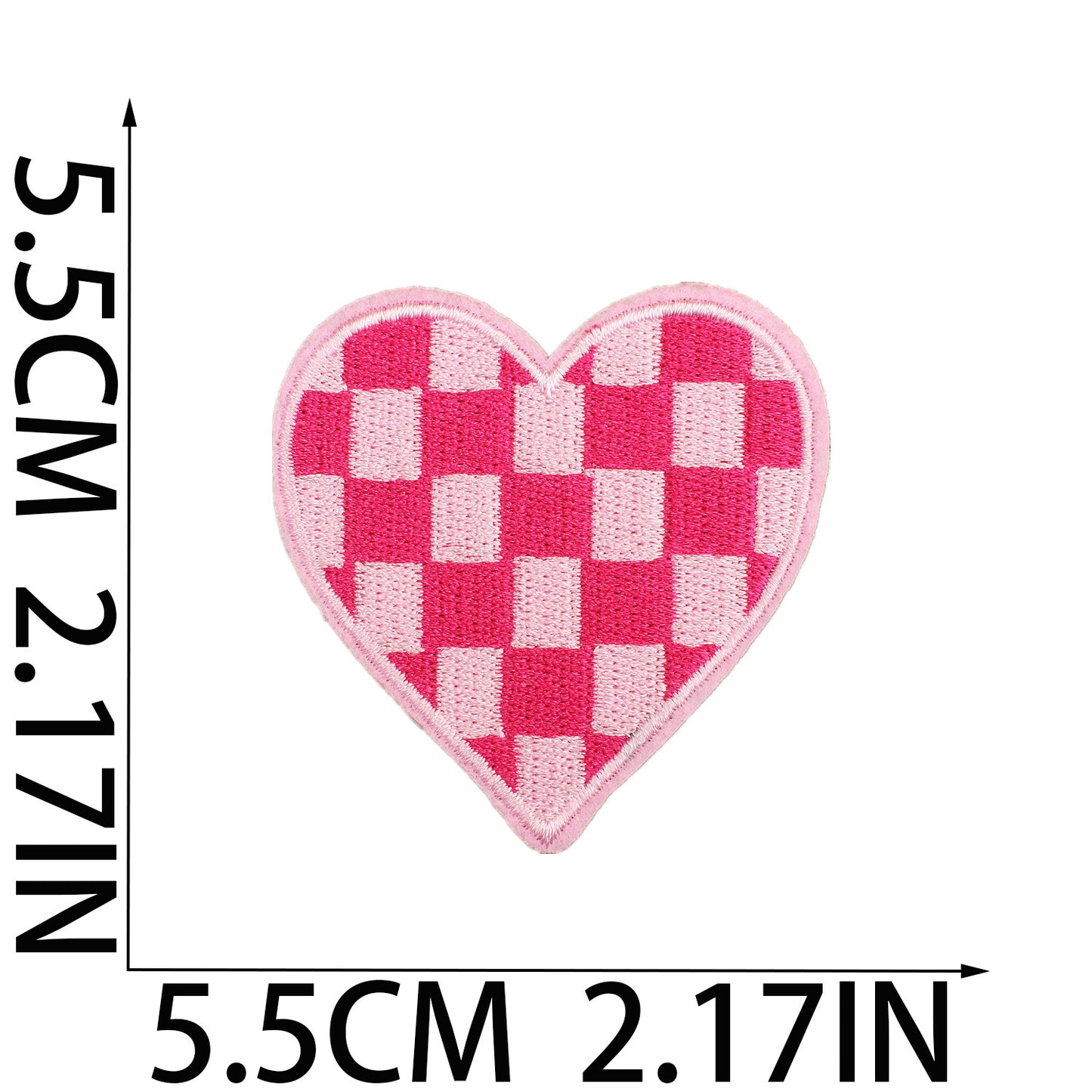 Herz Patch Karo Muster Applikation – Aufbügeln, DIY Bekleidung Taschen Deko