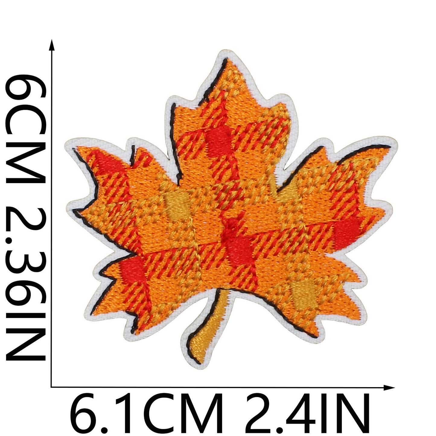 Herbstblatt Patch – Aufbügeln, Kariert & Leo Muster, ca. 6 cm, Goldblatt