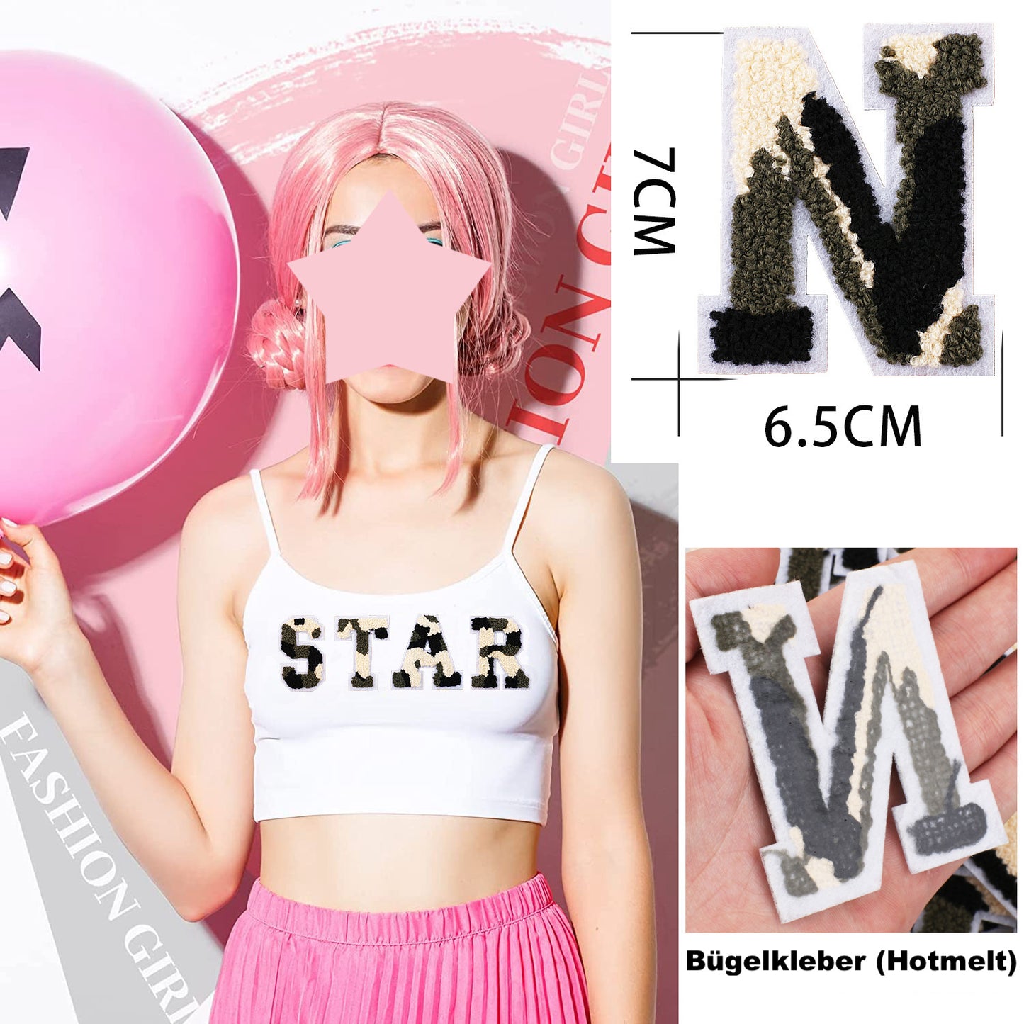 Camouflage Buchstaben A–Z Chenille Aufnäher | Zum Aufbügeln oder Annähen | 7 cm DIY Patch