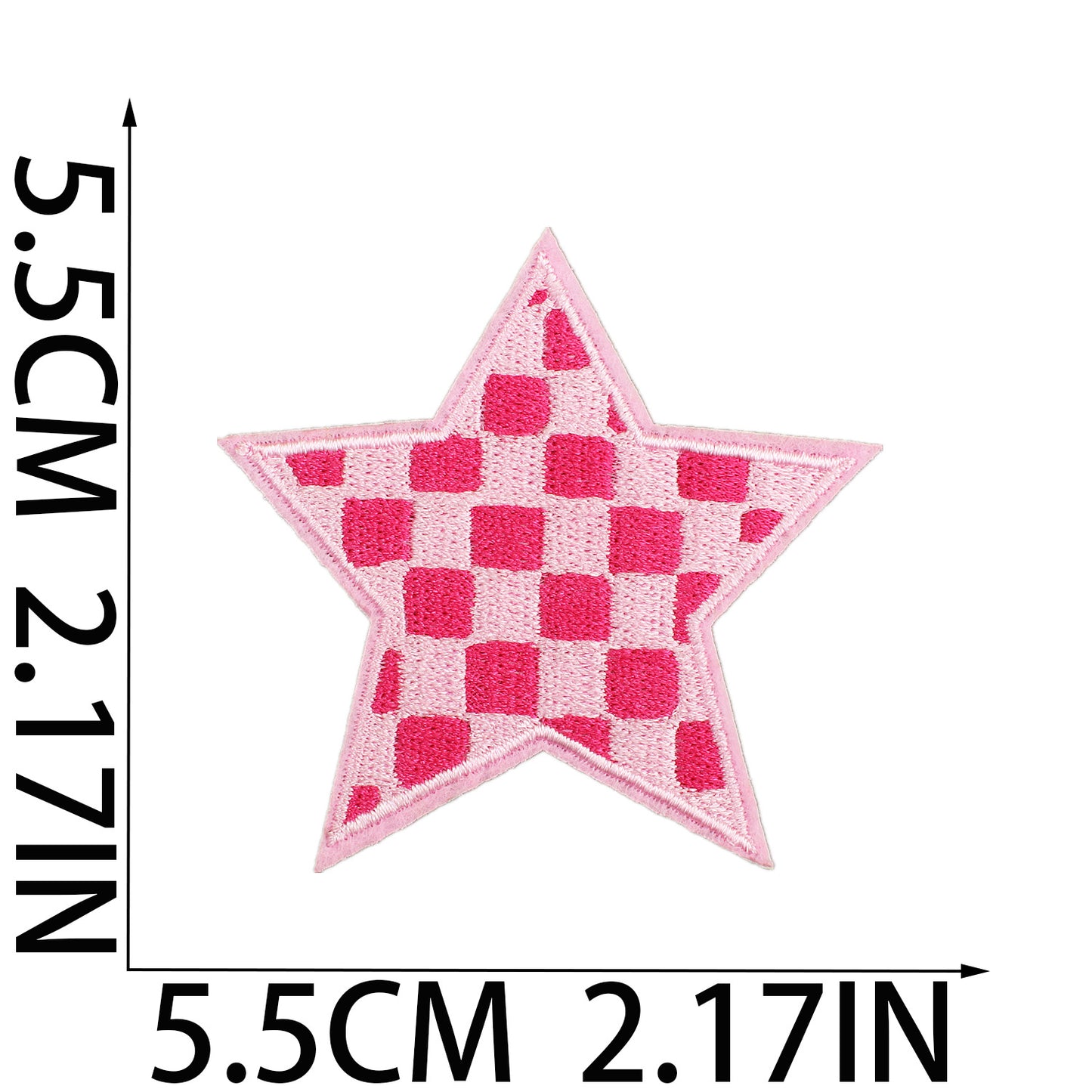 Stern Patch Karo Muster Applikation – Aufbügeln, DIY Bekleidung Taschen Deko