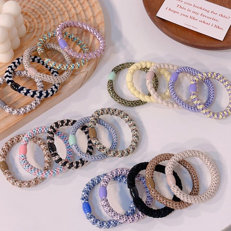 Trendy Haargummis 3er Pack | Elastisch & Haarschonend | One-Size | Beige/Rosa