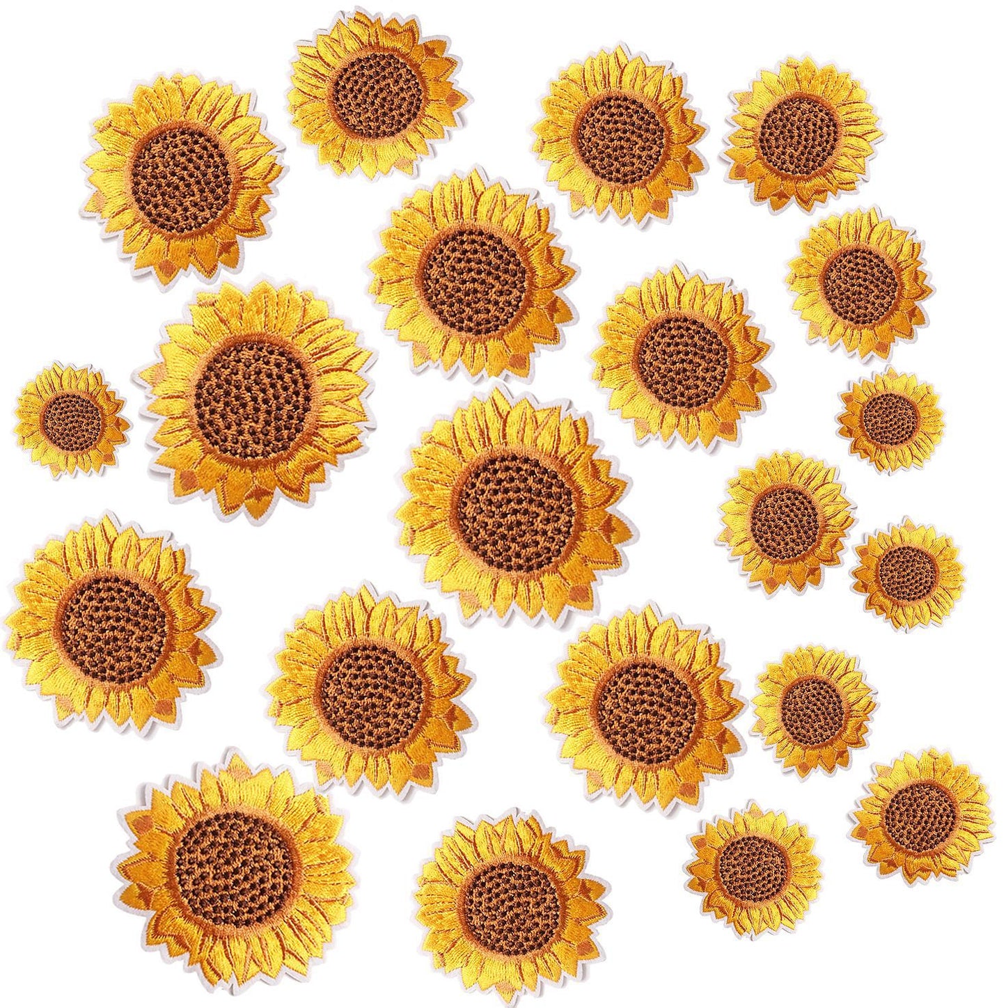 Sonnenblumen-Patch Stickerei – Goldgelb | Zum Aufbügeln oder Annähen | 3 Größen