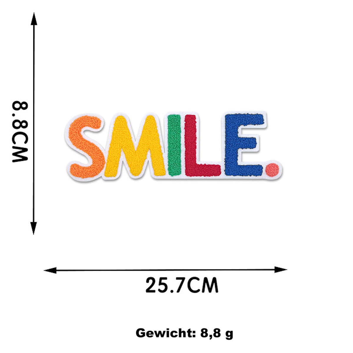 Aufnäher Sprüche Smile Paris Happy Chenille Patches zum Aufbügeln Kleidung Tasche DIY